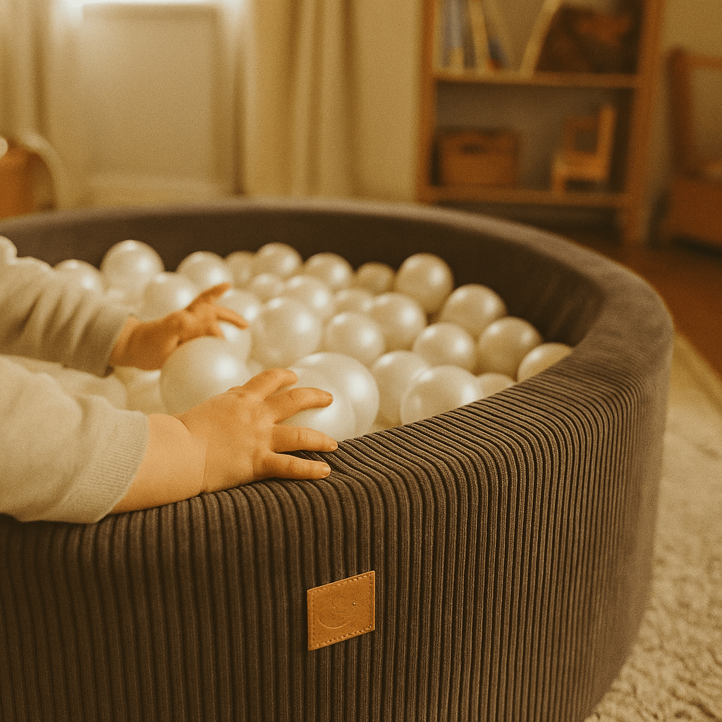 Luna boldbassin – Æstetisk brun, perlehvid bolde - Eventyrtid