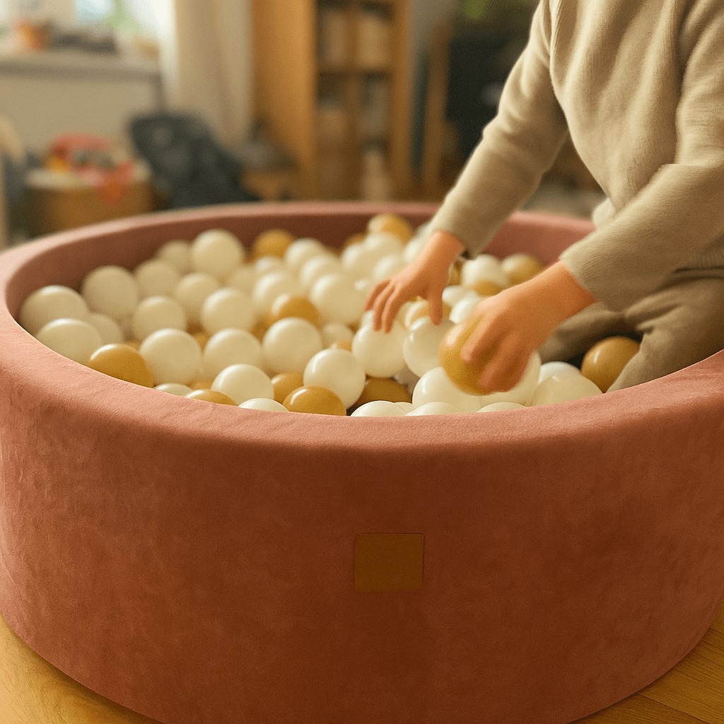 Luna boldbassin – Beige & hvid perle - Eventyrtid