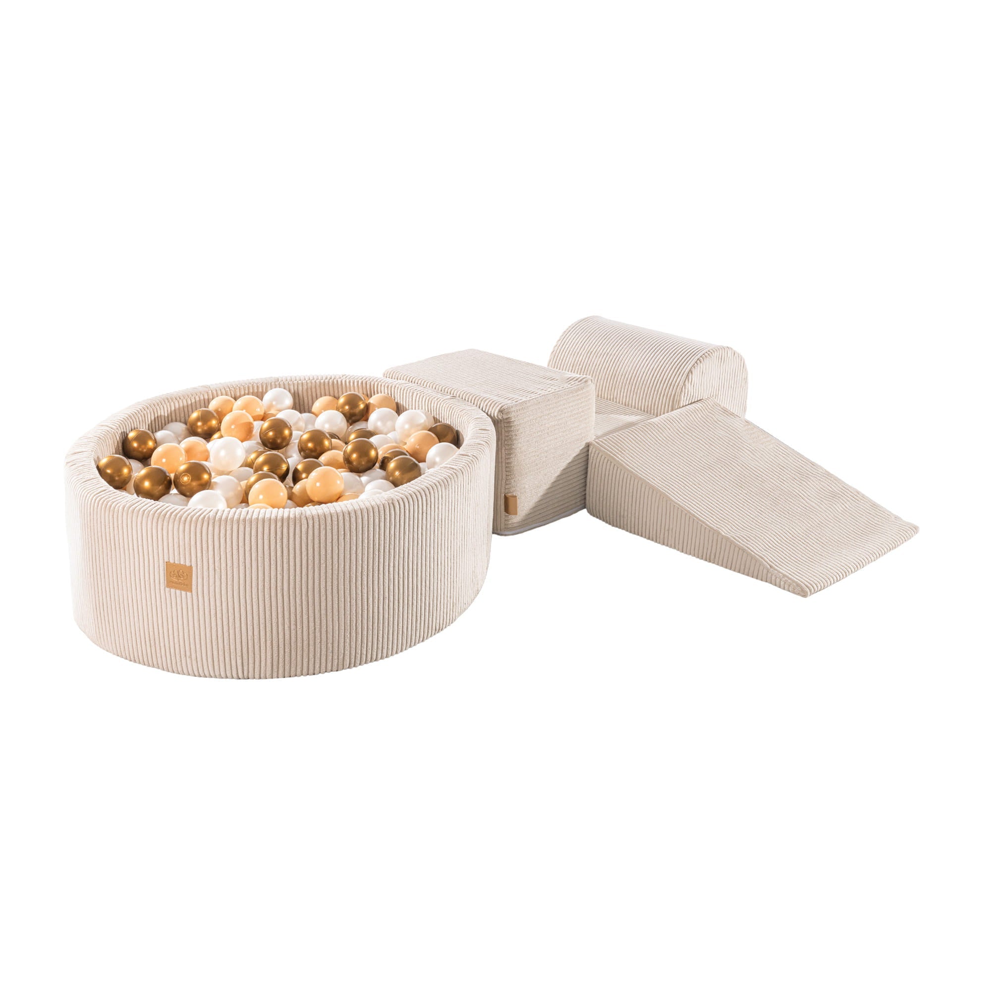 MeowBaby® Playset with Ball Pit - Ecru, White Pearl, Beige & Gold - BarnetsHjem